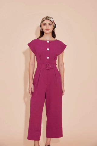 On A High Note Jumpsuit - Magenta