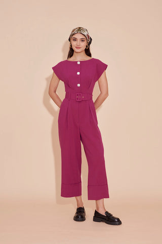 On A High Note Jumpsuit - Magenta