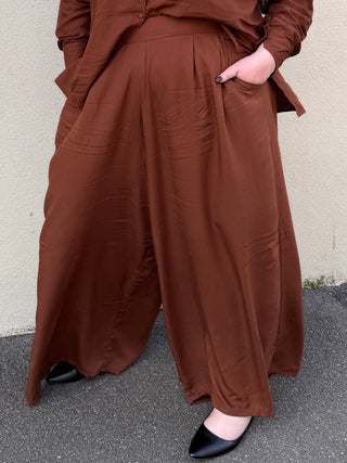 Palazzo Wide Leg Pants in Cocoa