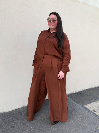 Palazzo Wide Leg Pants in Cocoa