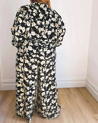 Palazzo Wide Leg Pants in Mono Floral