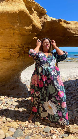 Puff Sleeve Maxi Frock - Botanic Blush