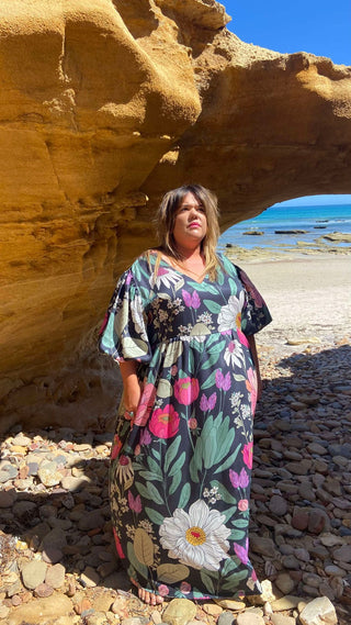 Puff Sleeve Maxi Frock - Botanic Blush