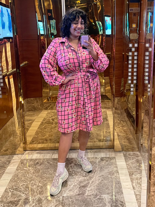 Shawty Button Down Dress in Hella Pink