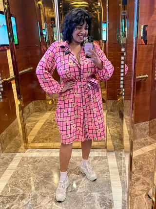 Shawty Button Down Dress in Hella Pink