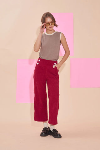Sunshine 3/4 High Waist Corduroy Culottes - Red