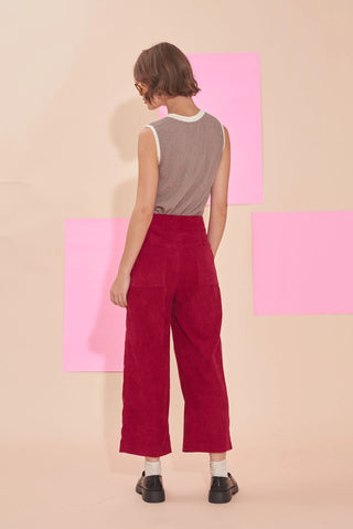 Sunshine 3/4 High Waist Corduroy Culottes - Red