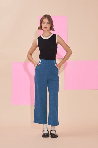 Sunshine 3/4 High Waist Corduroy Culottes - Teal