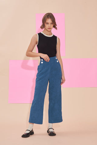 Sunshine 3/4 High Waist Corduroy Culottes - Teal