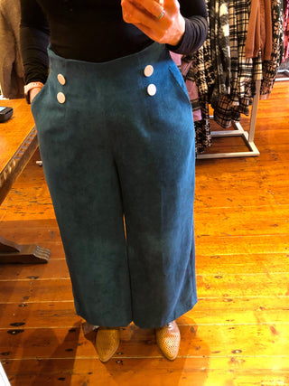 Sunshine 3/4 High Waist Corduroy Culottes - Teal
