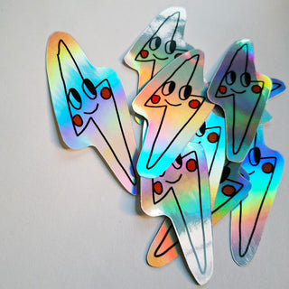 Happy Lightning Bolt sticker (holographic finish)