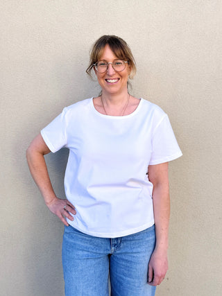 White Scoop Neck Tee