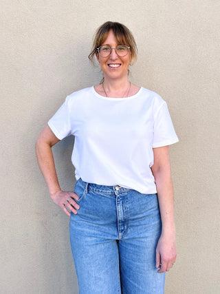 White Scoop Neck Tee