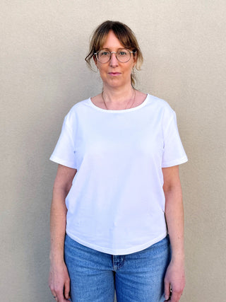 White Scoop Neck Tee