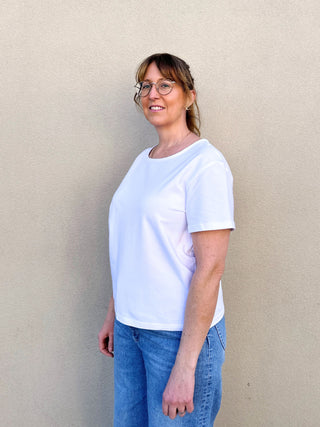 White Scoop Neck Tee
