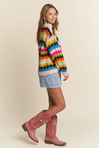 Spring Bloom Fish Scales Knit Cardi