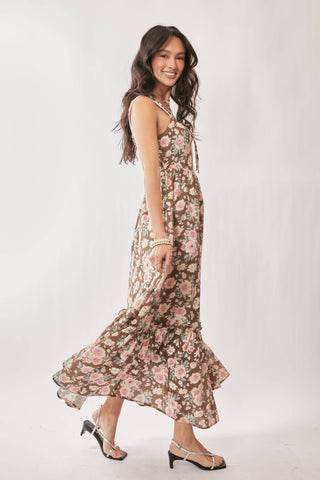 Amelie Mocha Rose Floral Dress