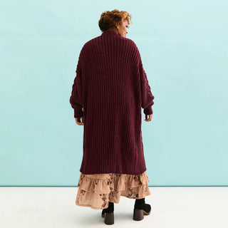 Alex Cable Oversized Maxi Cardigan - Burgundy