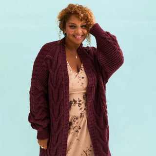 Alex Cable Oversized Maxi Cardigan - Burgundy