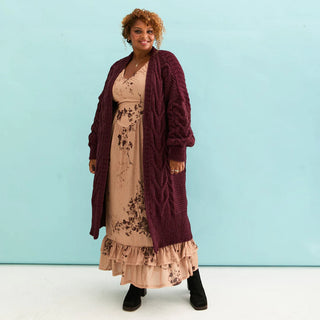 Alex Cable Oversized Maxi Cardigan - Burgundy