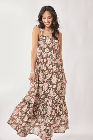 Amelie Mocha Rose Floral Dress