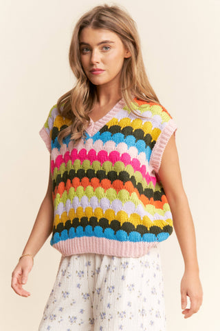 Spring Bloom Fish Scales Knit Vest