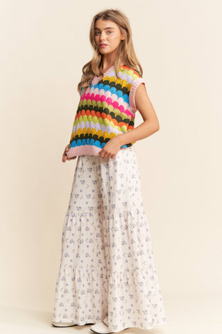 Spring Bloom Fish Scales Knit Vest