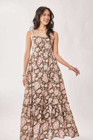 Amelie Mocha Rose Floral Dress