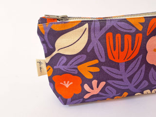Handmade Fabric Zip Purse - Petals (Purple)