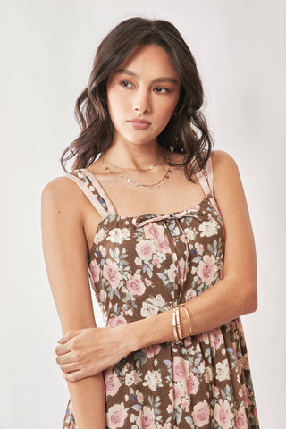 Amelie Mocha Rose Floral Dress