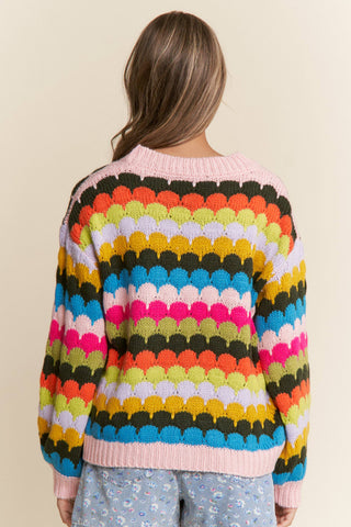 Spring Bloom Fish Scales Knit Cardi