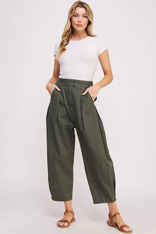 High Waisted Barrel Pants in Olive
