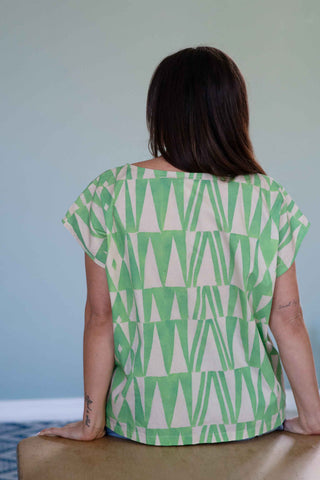 Eleanor Organic Cotton Top in Green Geo