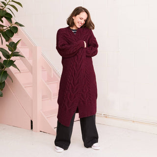 Alex Cable Oversized Maxi Cardigan - Burgundy