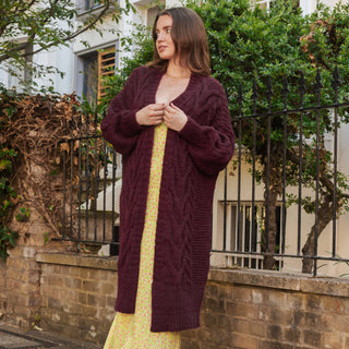 Alex Cable Oversized Maxi Cardigan - Burgundy