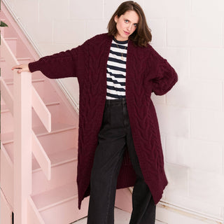 Alex Cable Oversized Maxi Cardigan - Burgundy