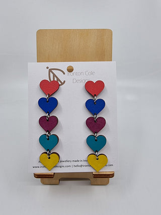 Wooden Multi Heart Drops – Red to Yellow