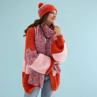 Lolly Twist Bobble Beanie Hat - Orange