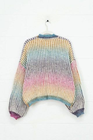 Rainbow Stripe Open Cardigan