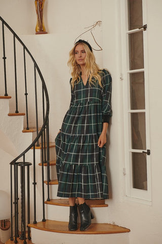 Sweet Beyond Plaid Midi Dress