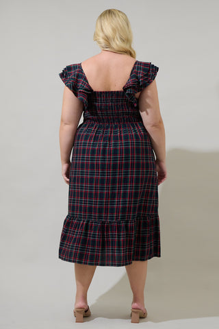 Chapman Plaid Ruffle Midi Dress