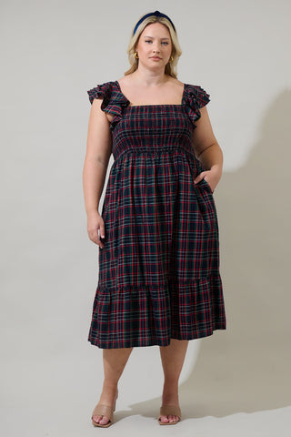 Chapman Plaid Ruffle Midi Dress