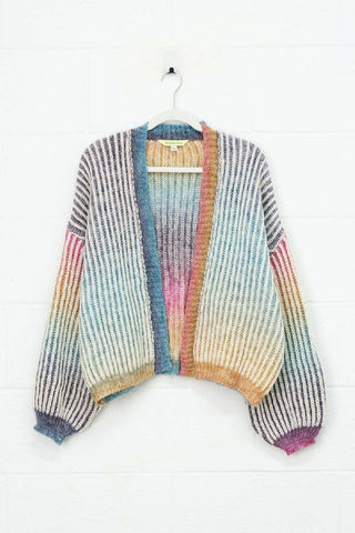 Rainbow Stripe Open Cardigan