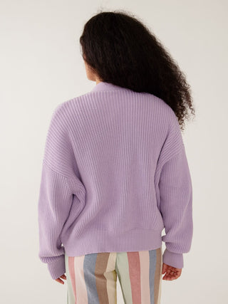 PRE-ORDER: Fisherman Cardigan - Lilac Cotton