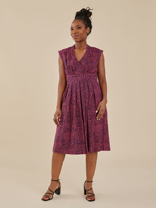 Lucille Dress - Soft Fuchsia Rays