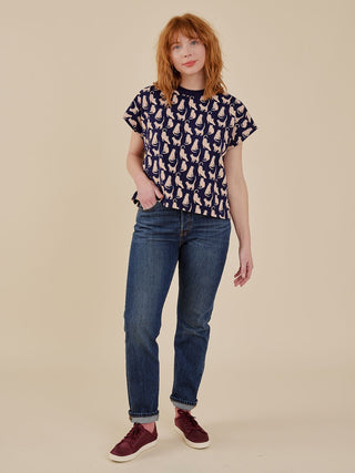 Caitlin Top - Lounge Cats Navy