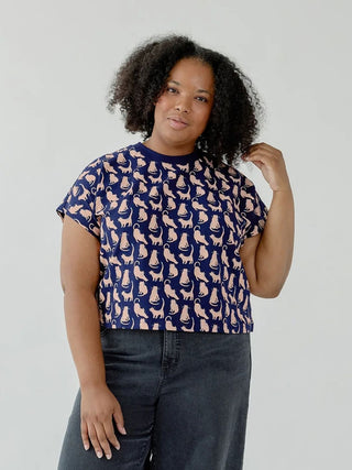 Caitlin Top - Lounge Cats Navy