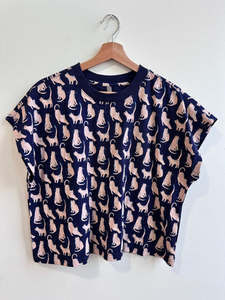 Caitlin Top - Lounge Cats Navy