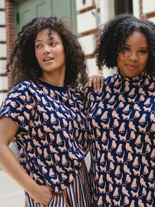 Caitlin Top - Lounge Cats Navy