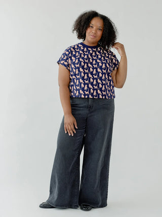 Caitlin Top - Lounge Cats Navy